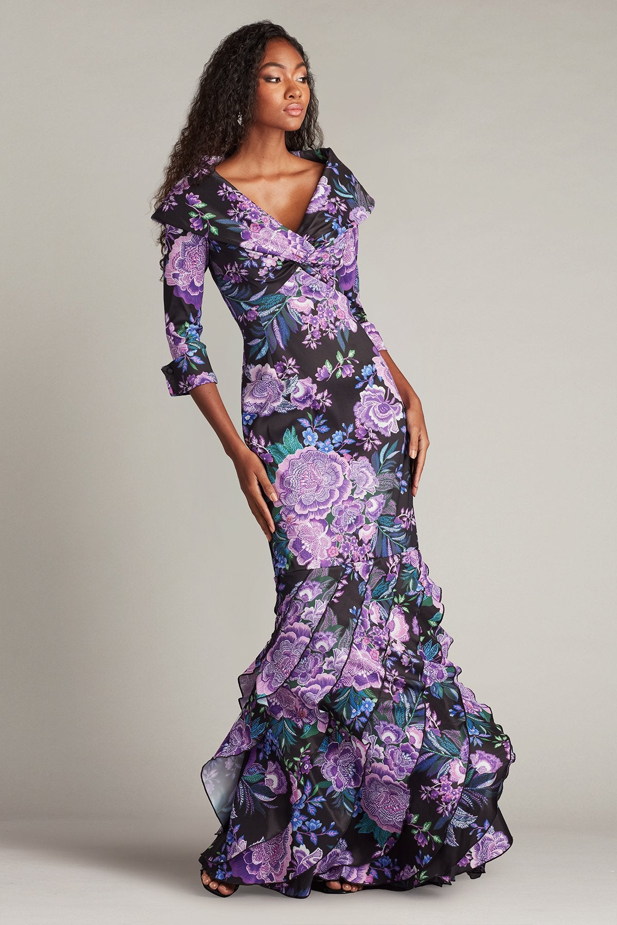 Blythe Floral Portrait Collar Gown