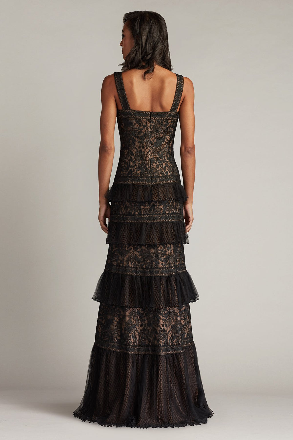 Ruva Tiered Ruffle Embroidered Gown