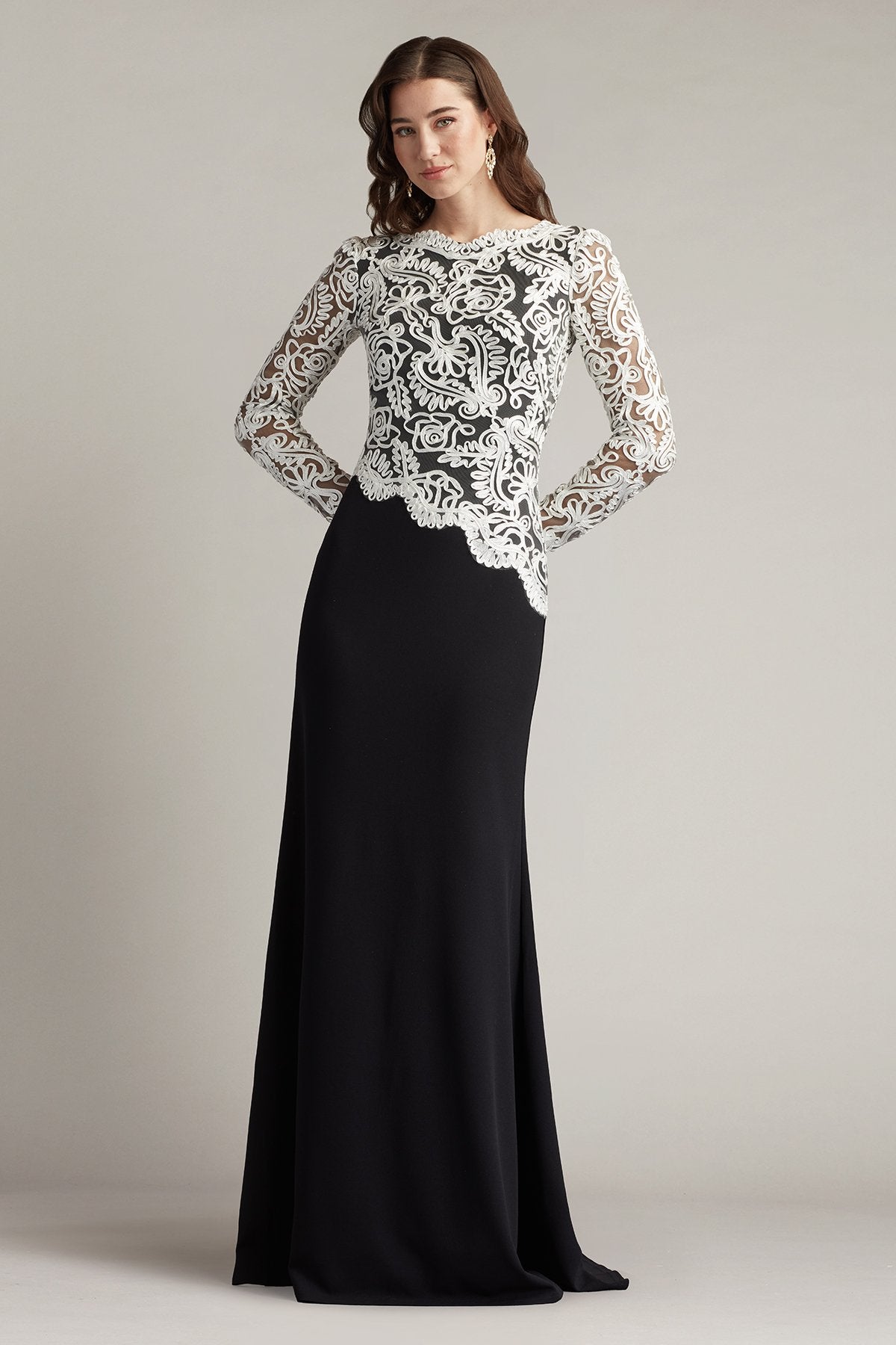 Randall Embroidered Crepe Gown – Tadashi Shoji Official Online