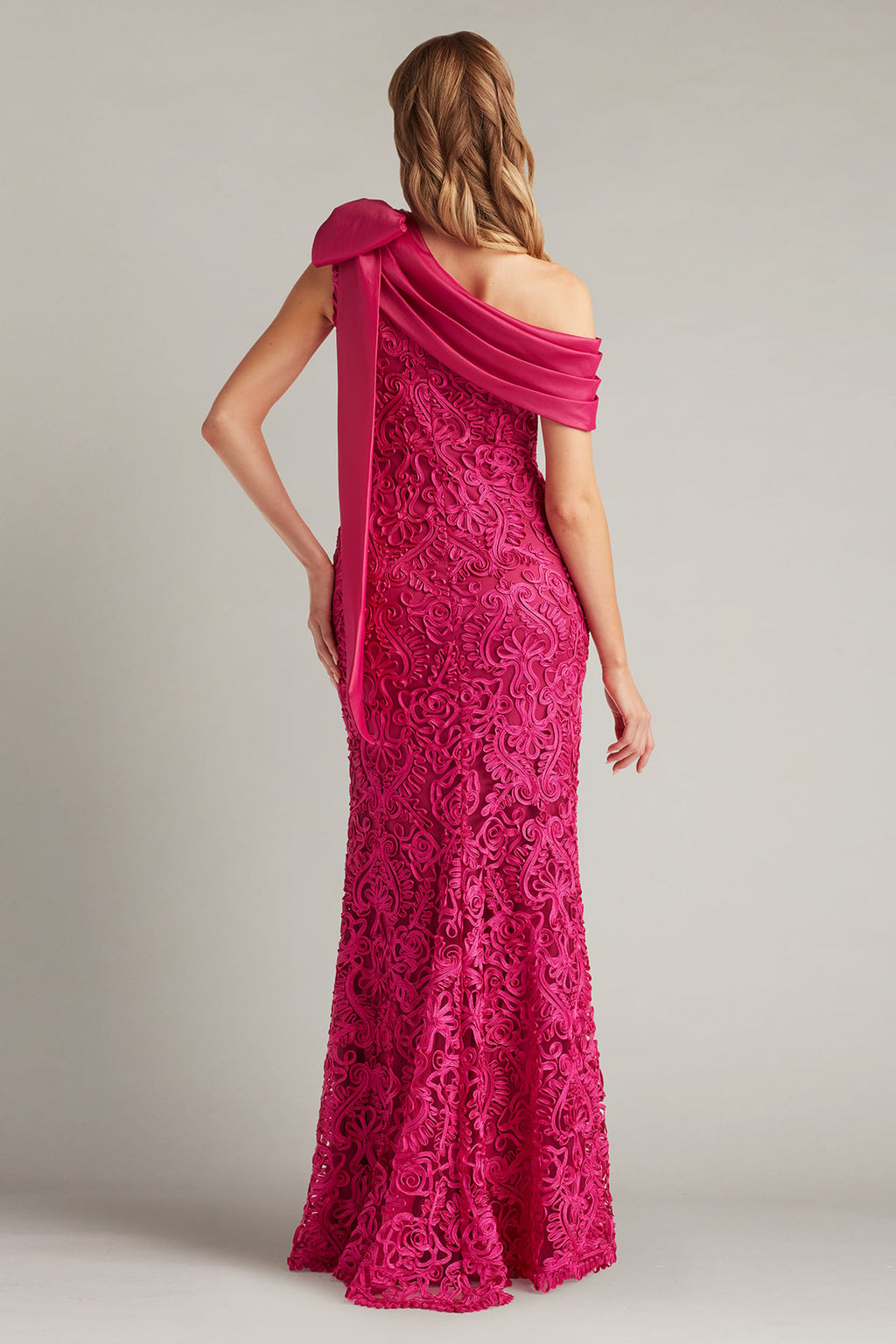 Lorne Embroidered Bow-Shoulder Gown