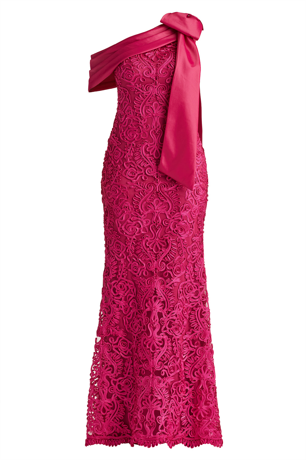 Lorne Embroidered Bow-Shoulder Gown