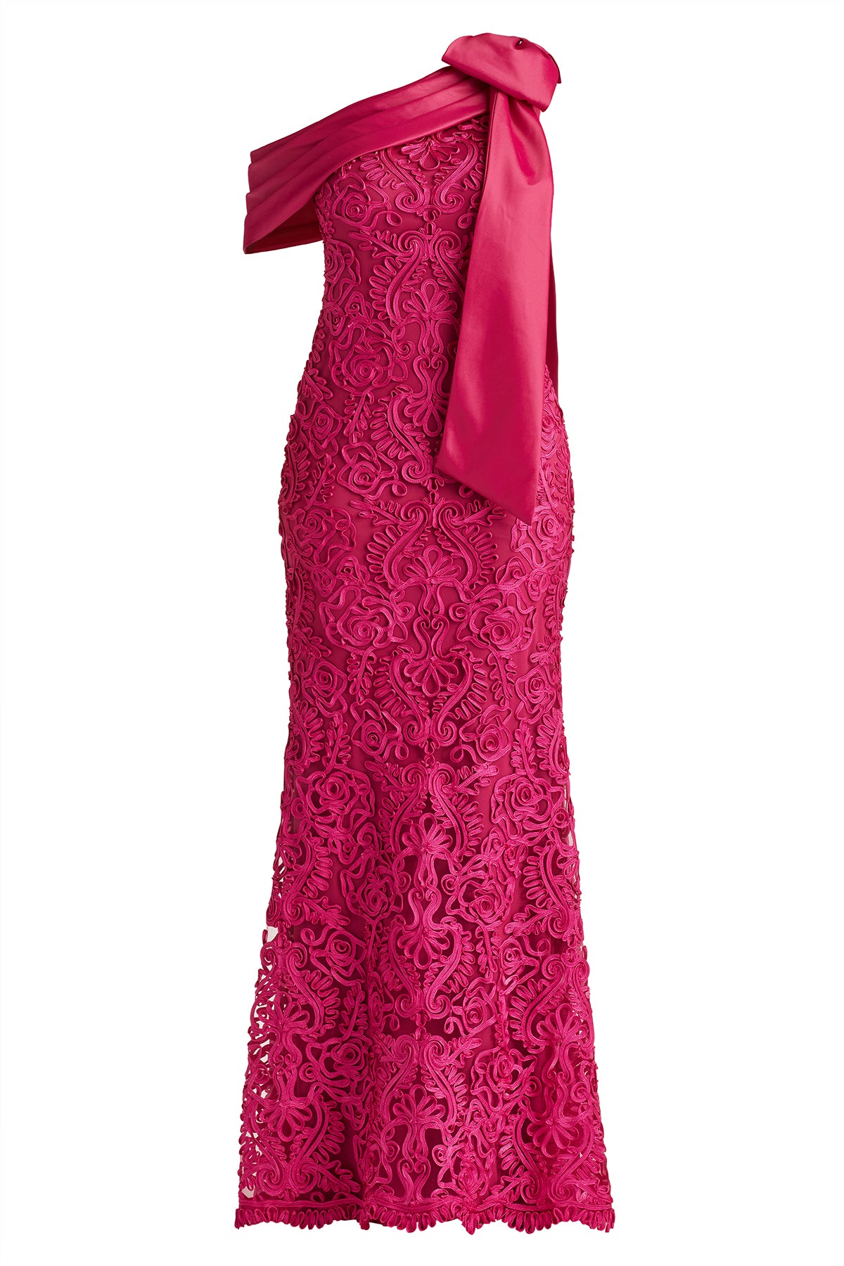 Lorne Embroidered Bow-Shoulder Gown