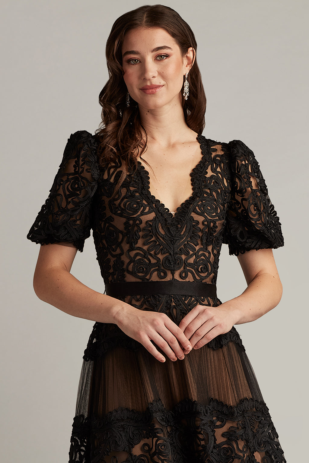 Belline Embroidered Chiffon Midi Dress  Tadashi Shoji Official Online  Boutique