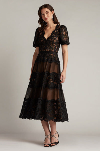 Belline Embroidered Chiffon Midi Dress – Tadashi Shoji Official