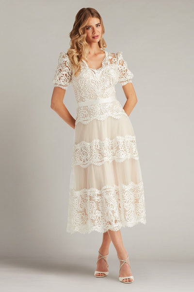 Belline Embroidered Chiffon Midi Dress – Tadashi Shoji Official