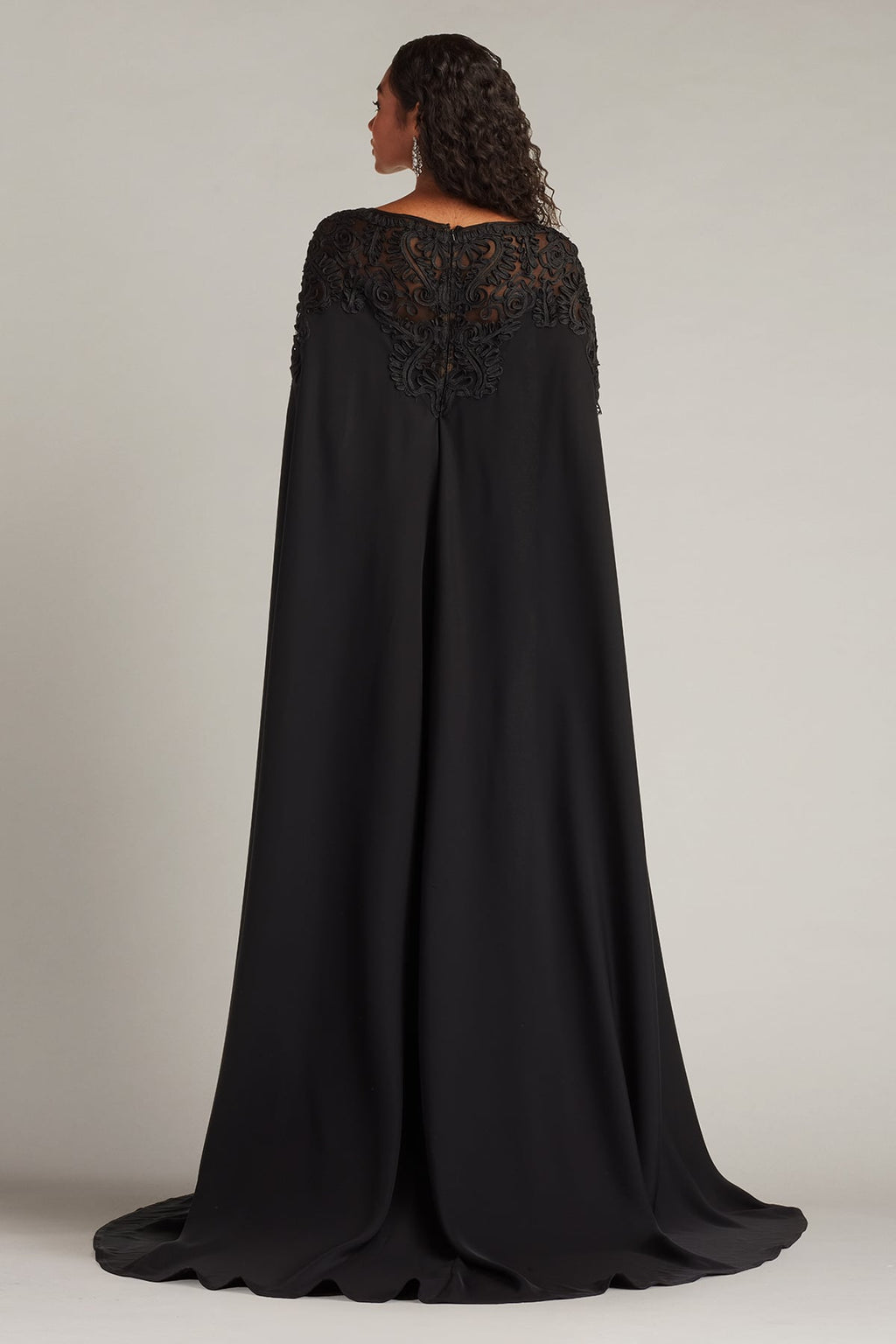 Massaro Embroidered Cape Gown