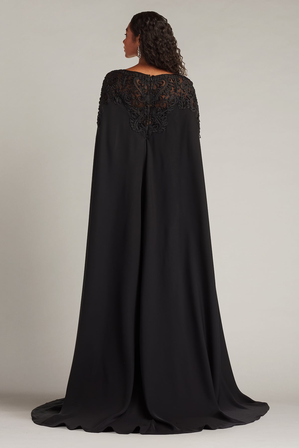 Massaro Embroidered Cape Gown