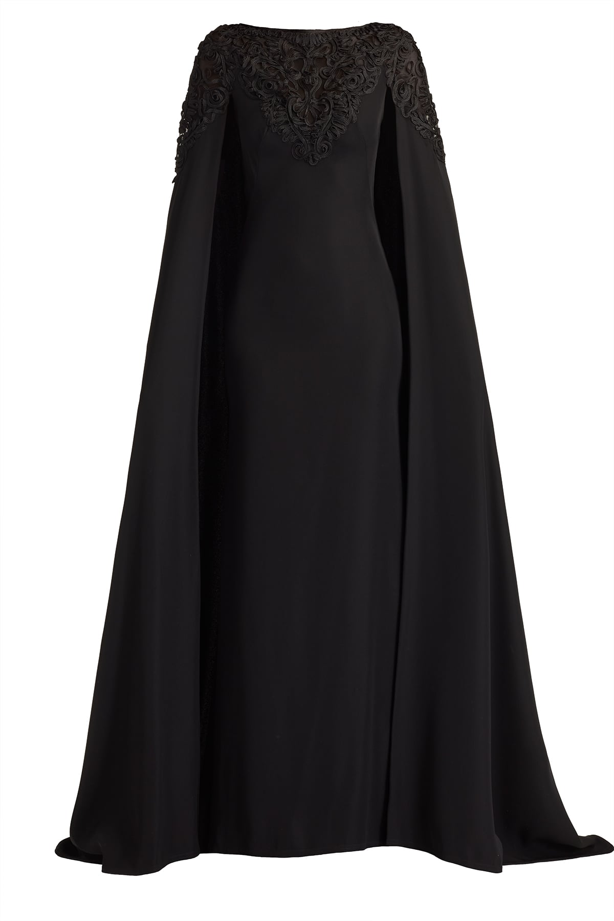 Massaro Embroidered Cape Gown