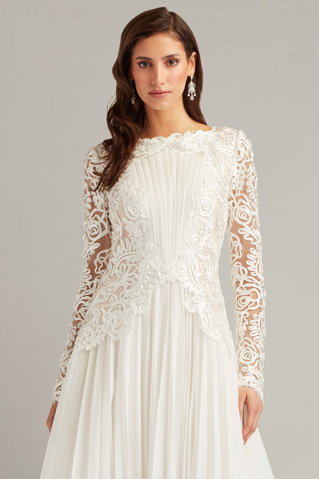 Caius Embroidered Illusion Midi Dress