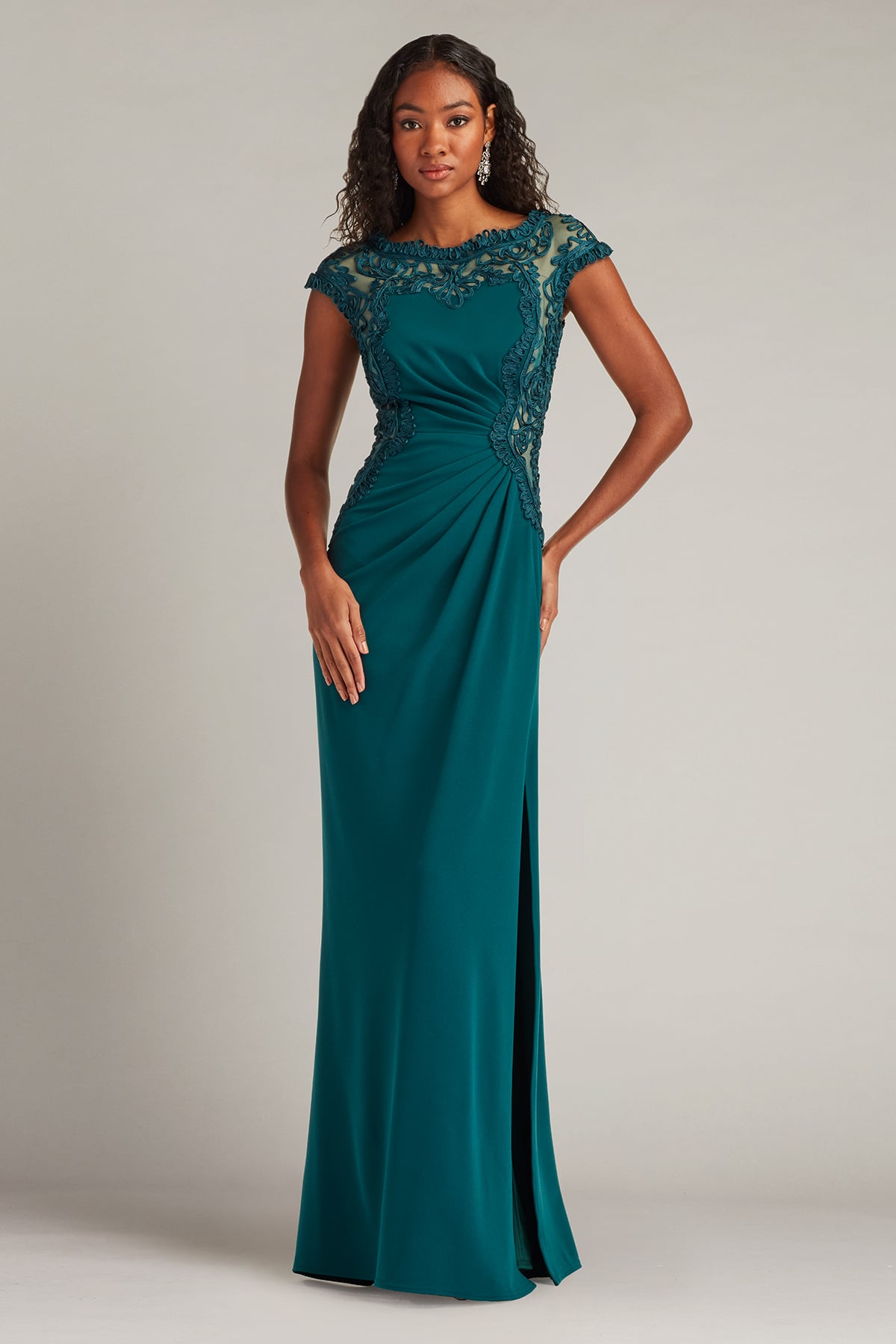 Johari Embroidered Illusion Gown