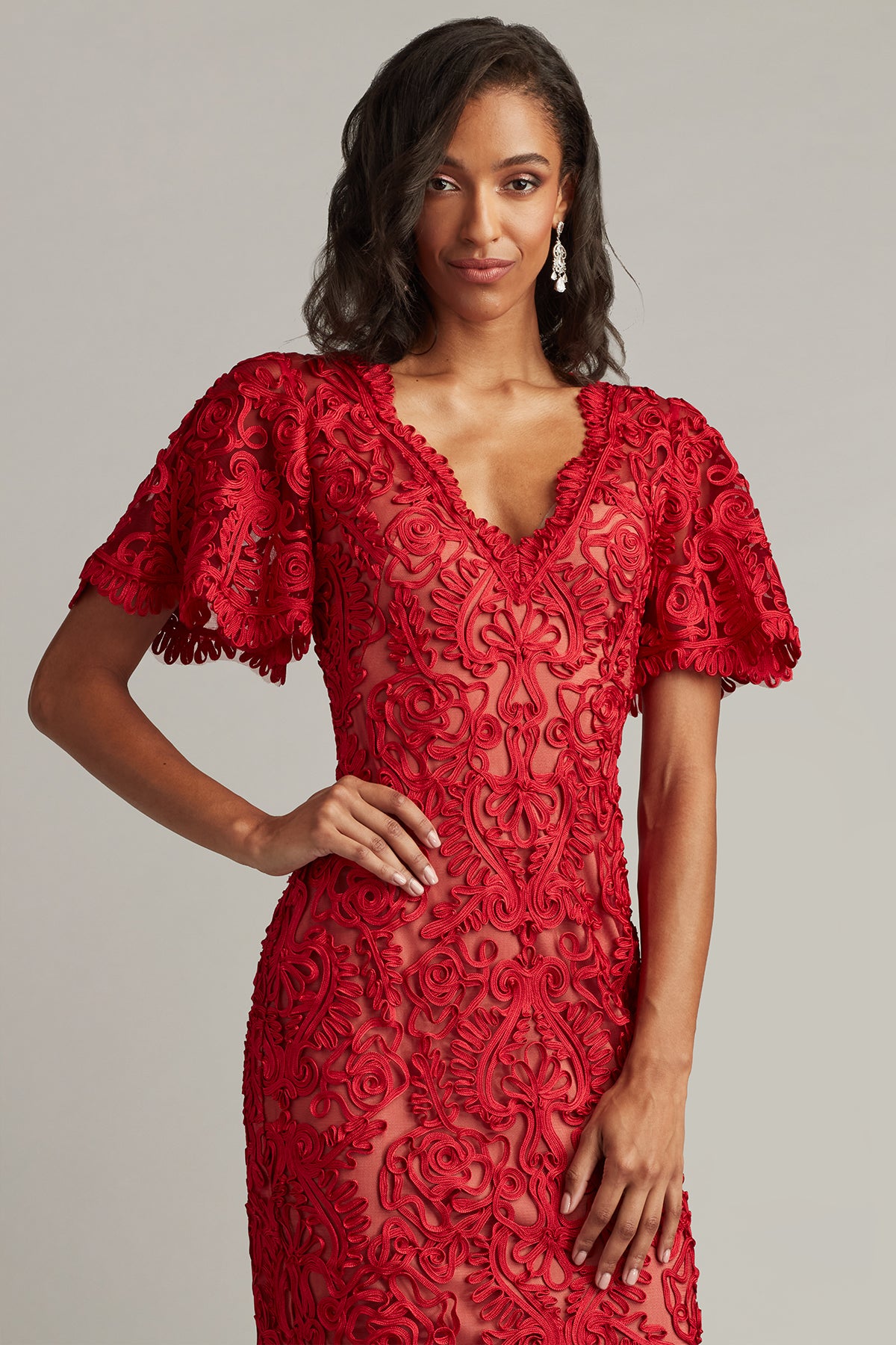 Arnett Embroidered Flutter Sleeve Dress – Tadashi Shoji Official Online  Boutique