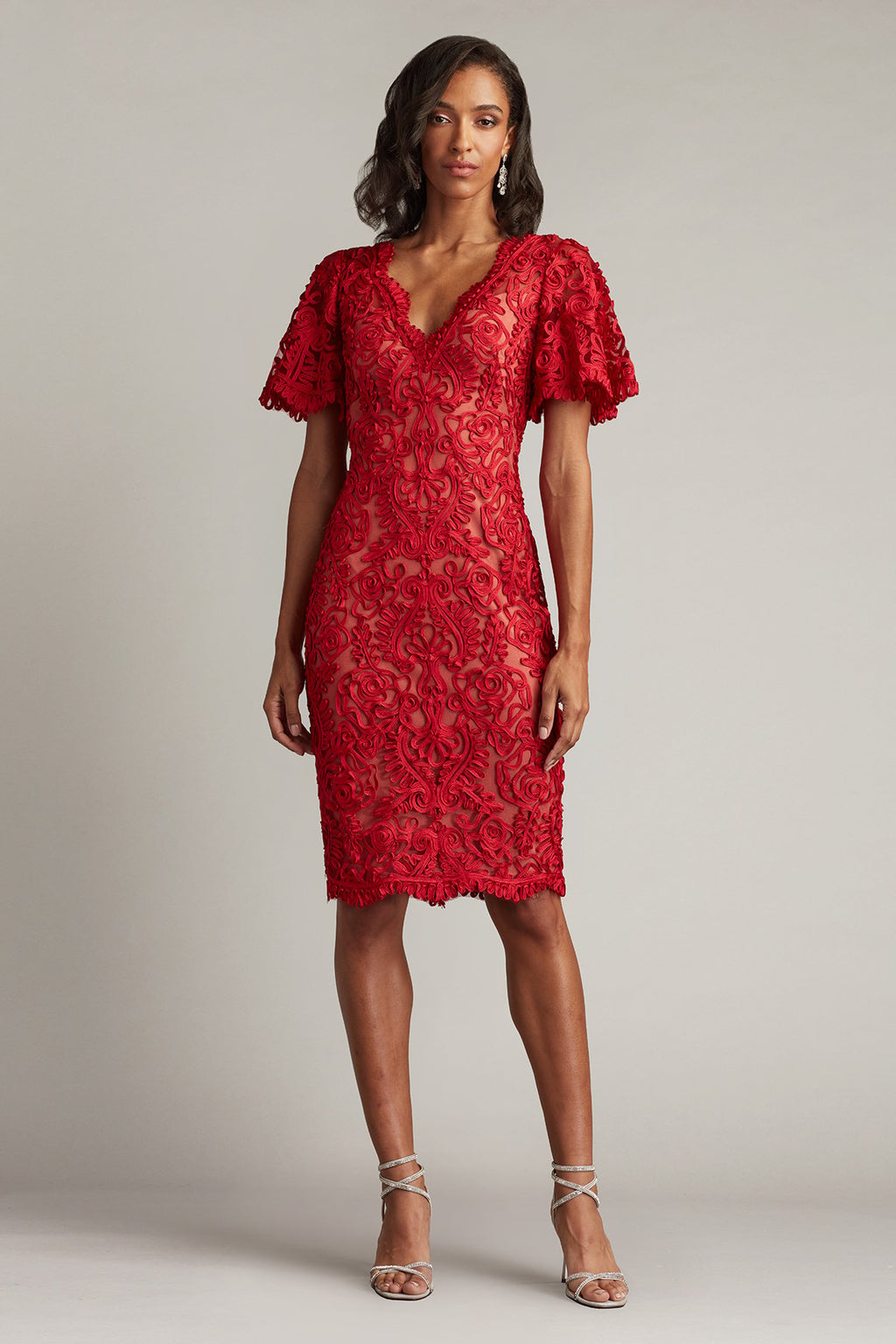Arnett Embroidered Flutter Sleeve Dress Tadashi Shoji Official Online Boutique Arnett Embroidered Flutter Sleeve Dress Tadashi Shoji Official Online Boutique