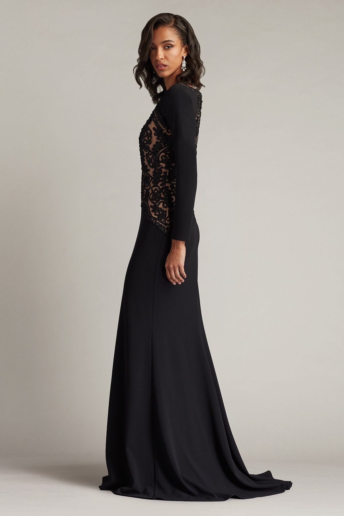 Nayana Embroidered Crepe Gown – Tadashi Shoji Official Online Boutique