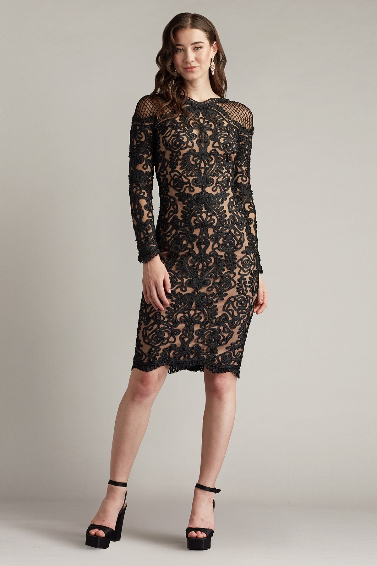 Nerra Embroidered Illusion Dress