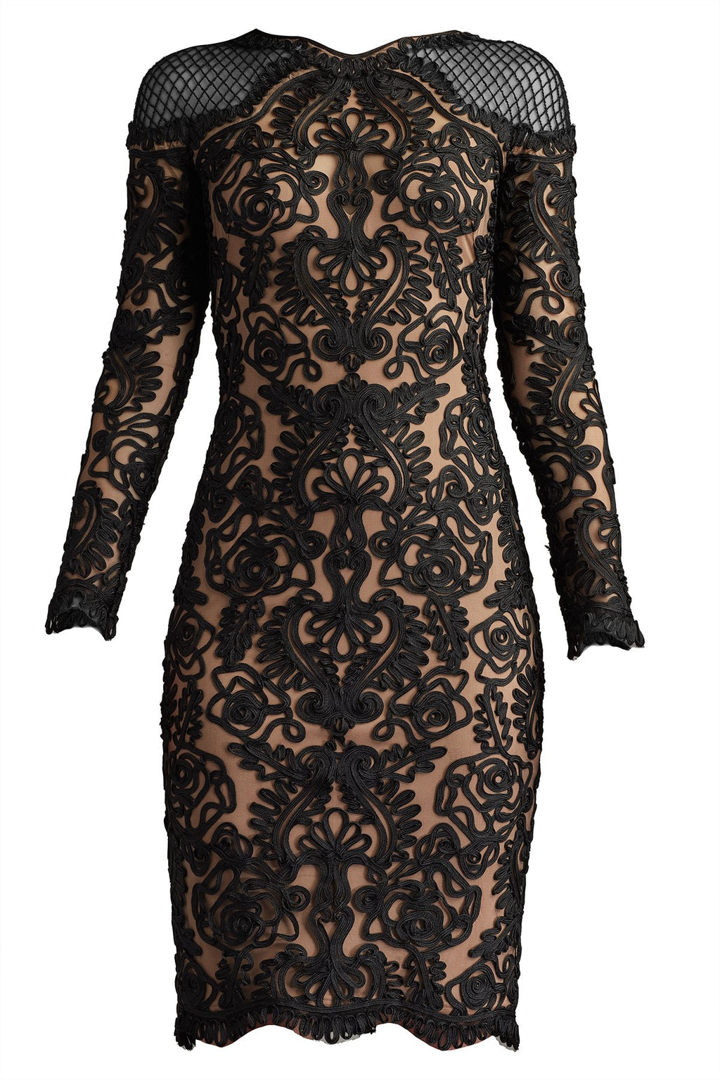 Nerra Embroidered Illusion Dress
