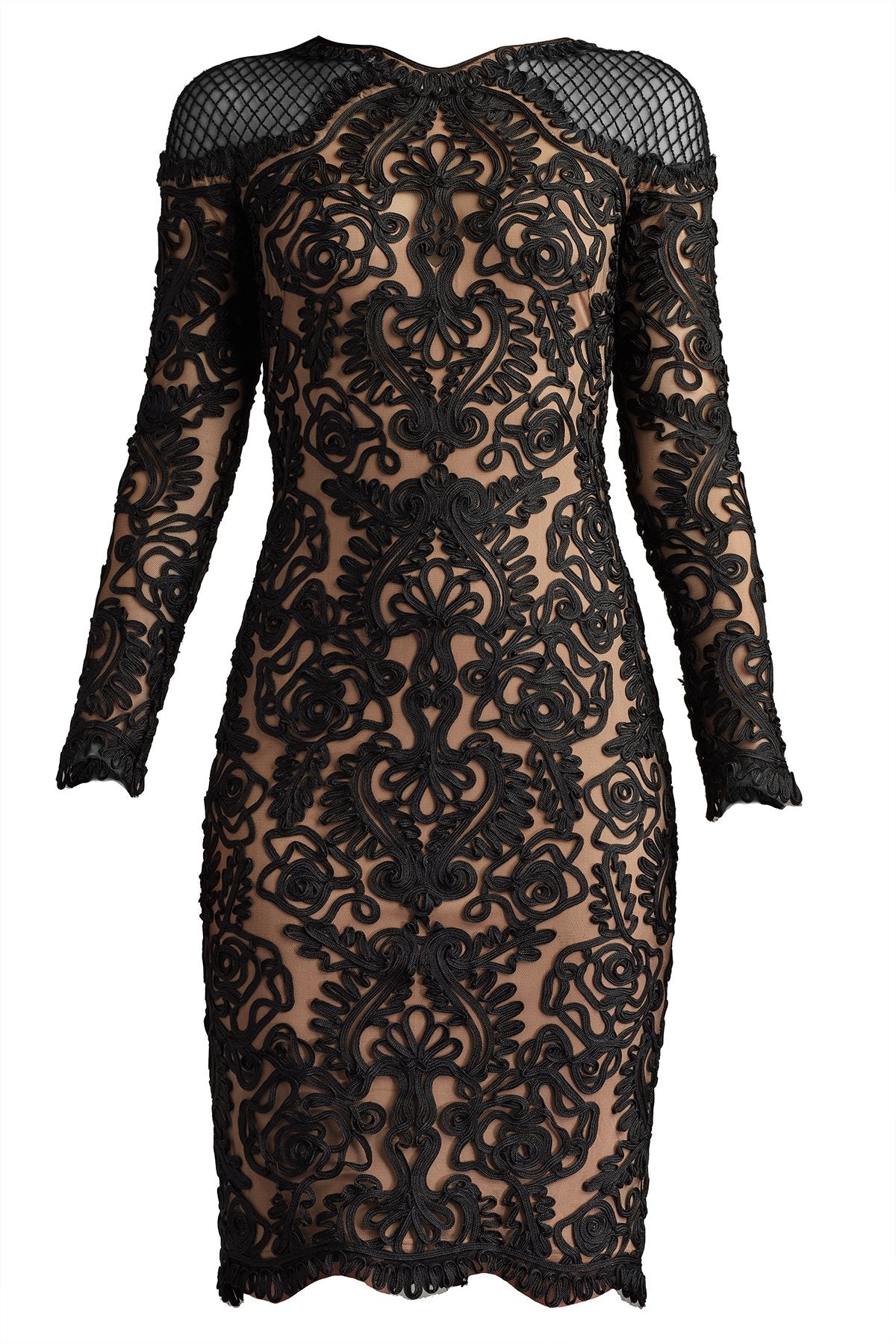 Nerra Embroidered Illusion Dress