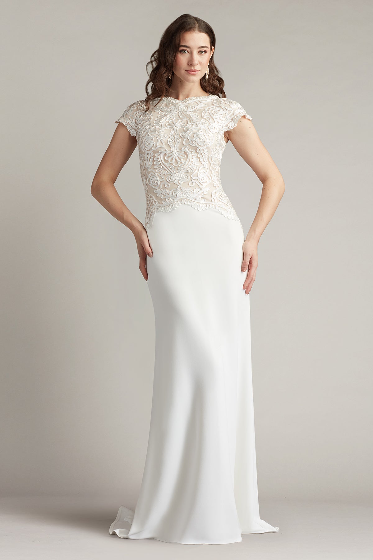 Isadora Embroidered Crepe Gown – Tadashi Shoji Official Online