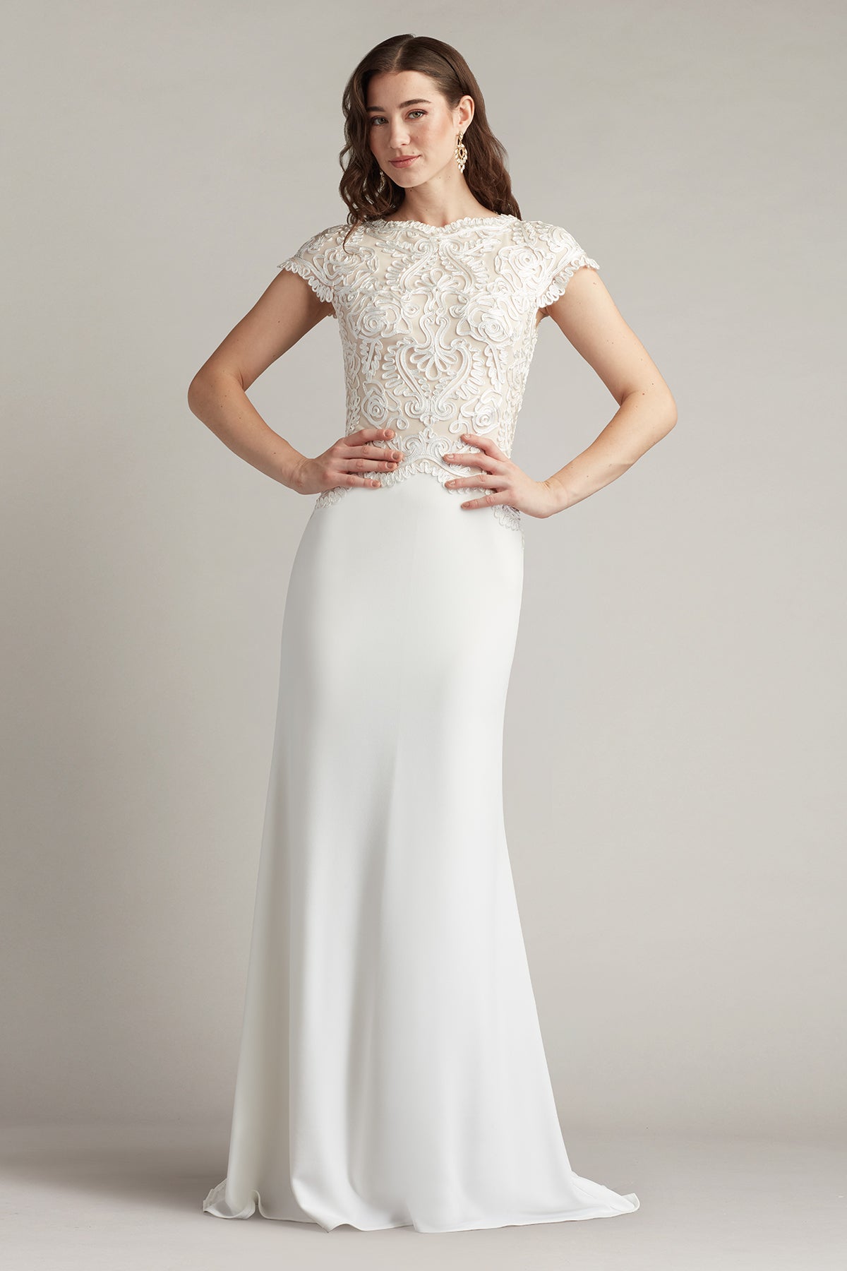 Isadora Embroidered Crepe Gown – Tadashi Shoji Official Online