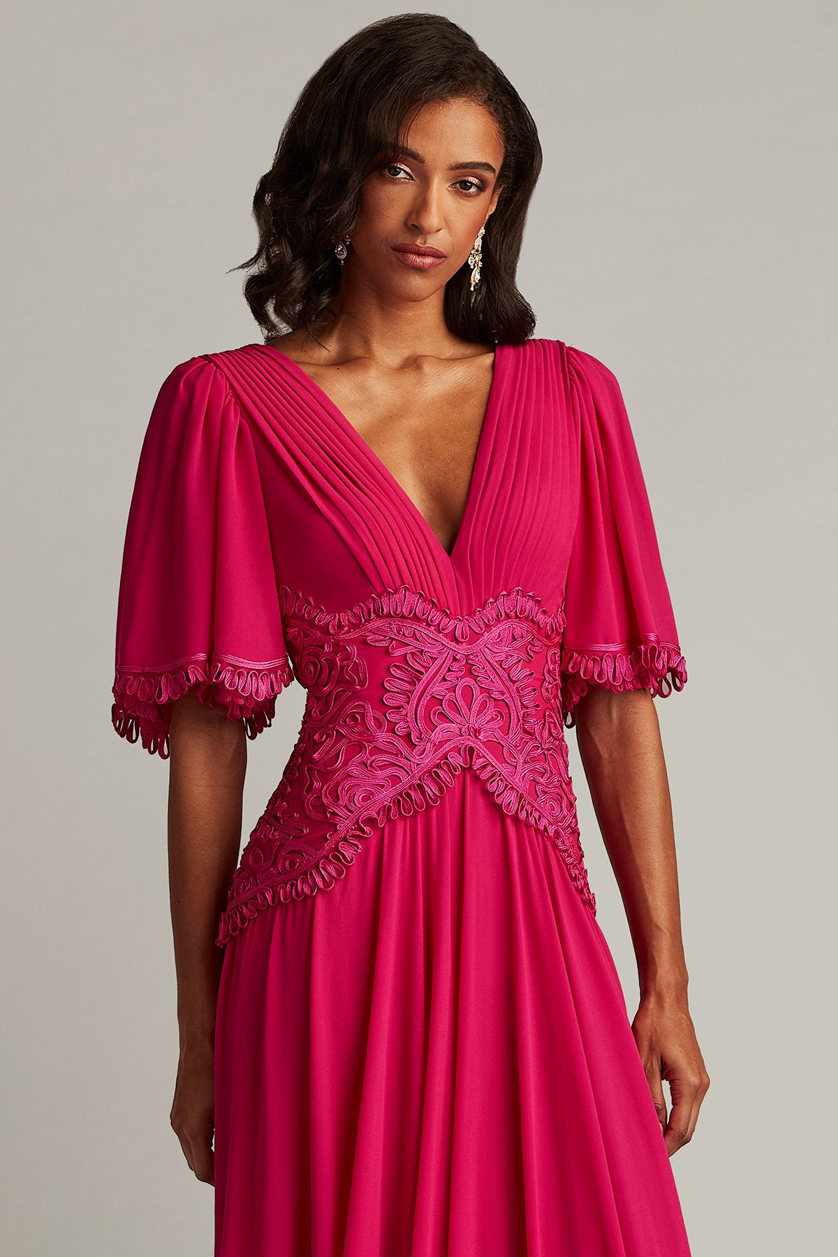 Indira Embroidered Chiffon Gown – Tadashi Shoji Official Online