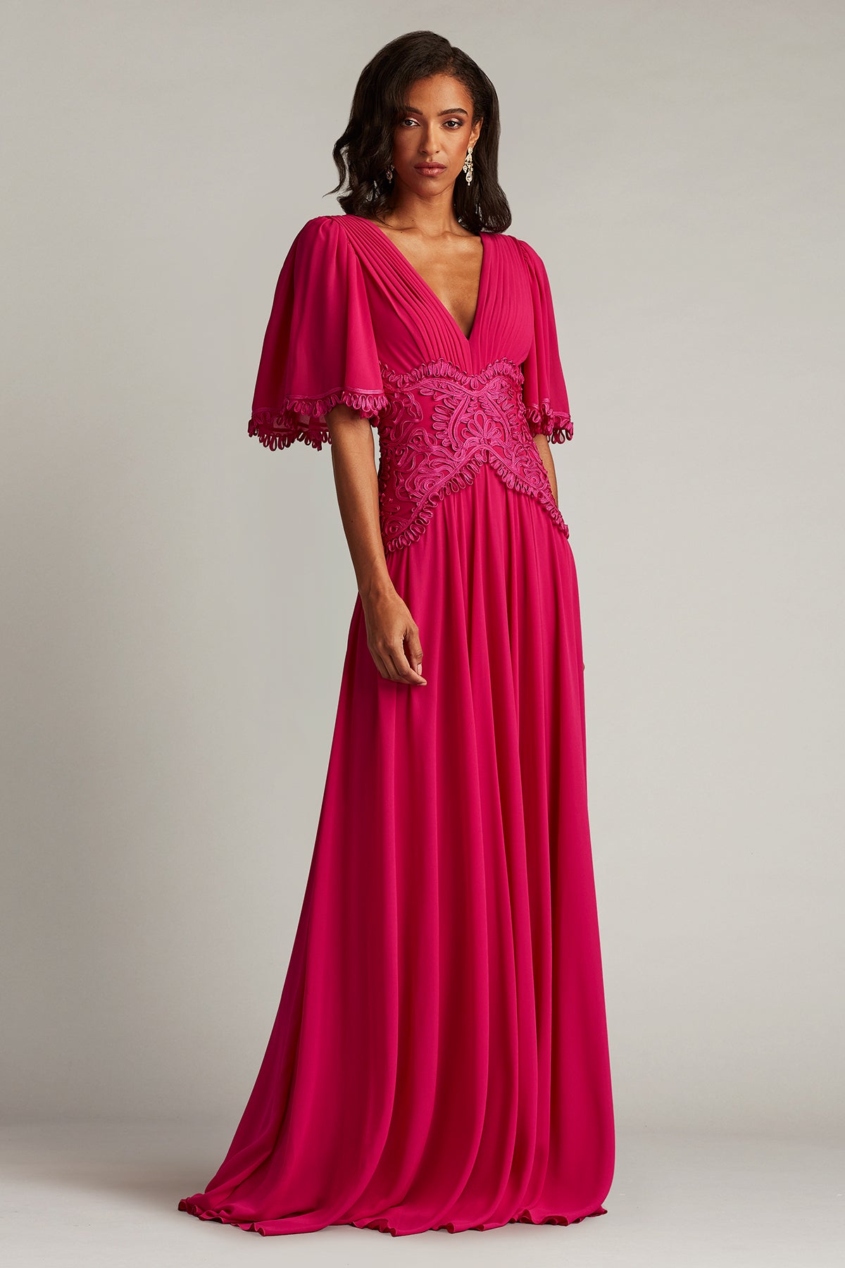 Indira Embroidered Chiffon Gown – Tadashi Shoji Official Online Boutique
