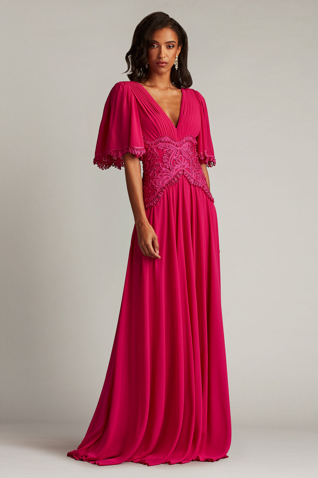 Indira Embroidered Chiffon Gown