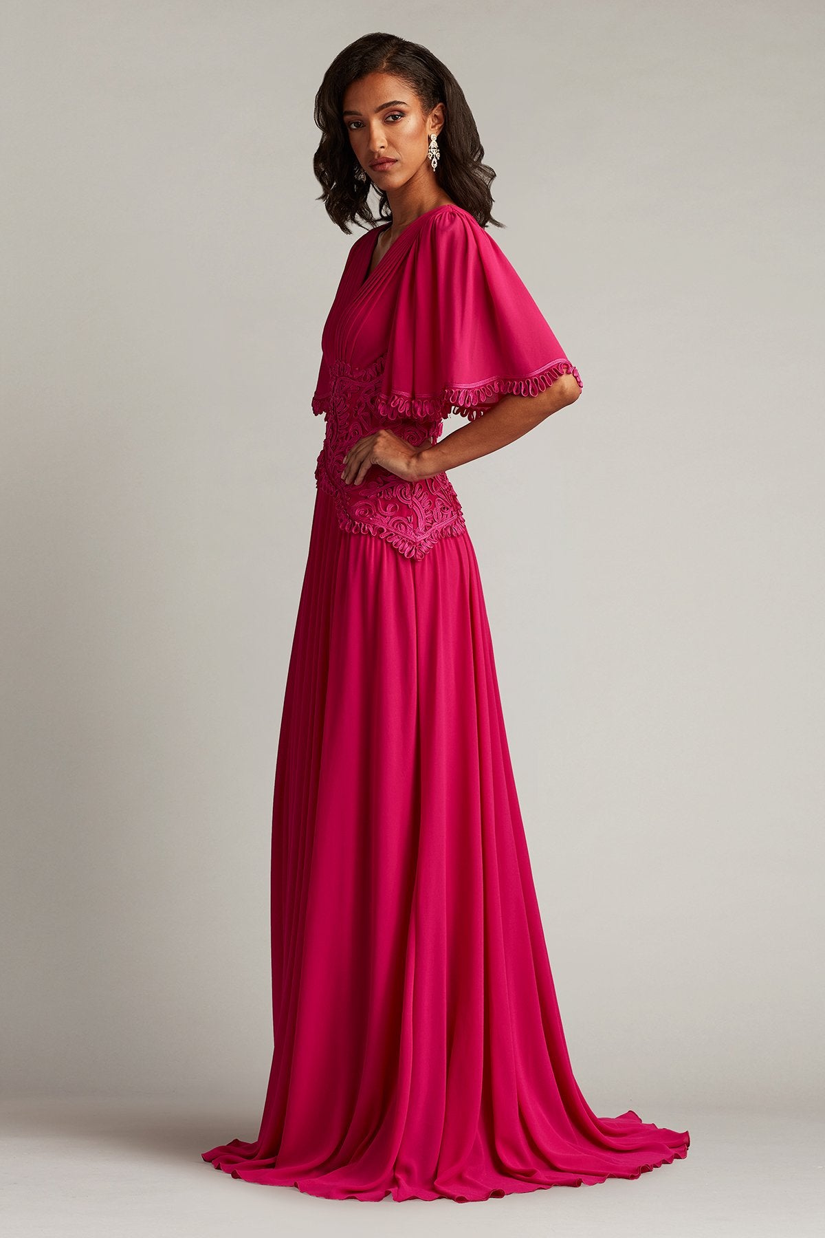 Indira Embroidered Chiffon Gown