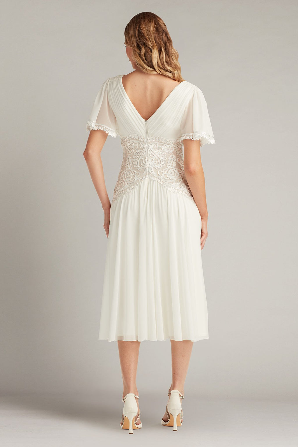 Indira Embroidered Chiffon Midi Dress
