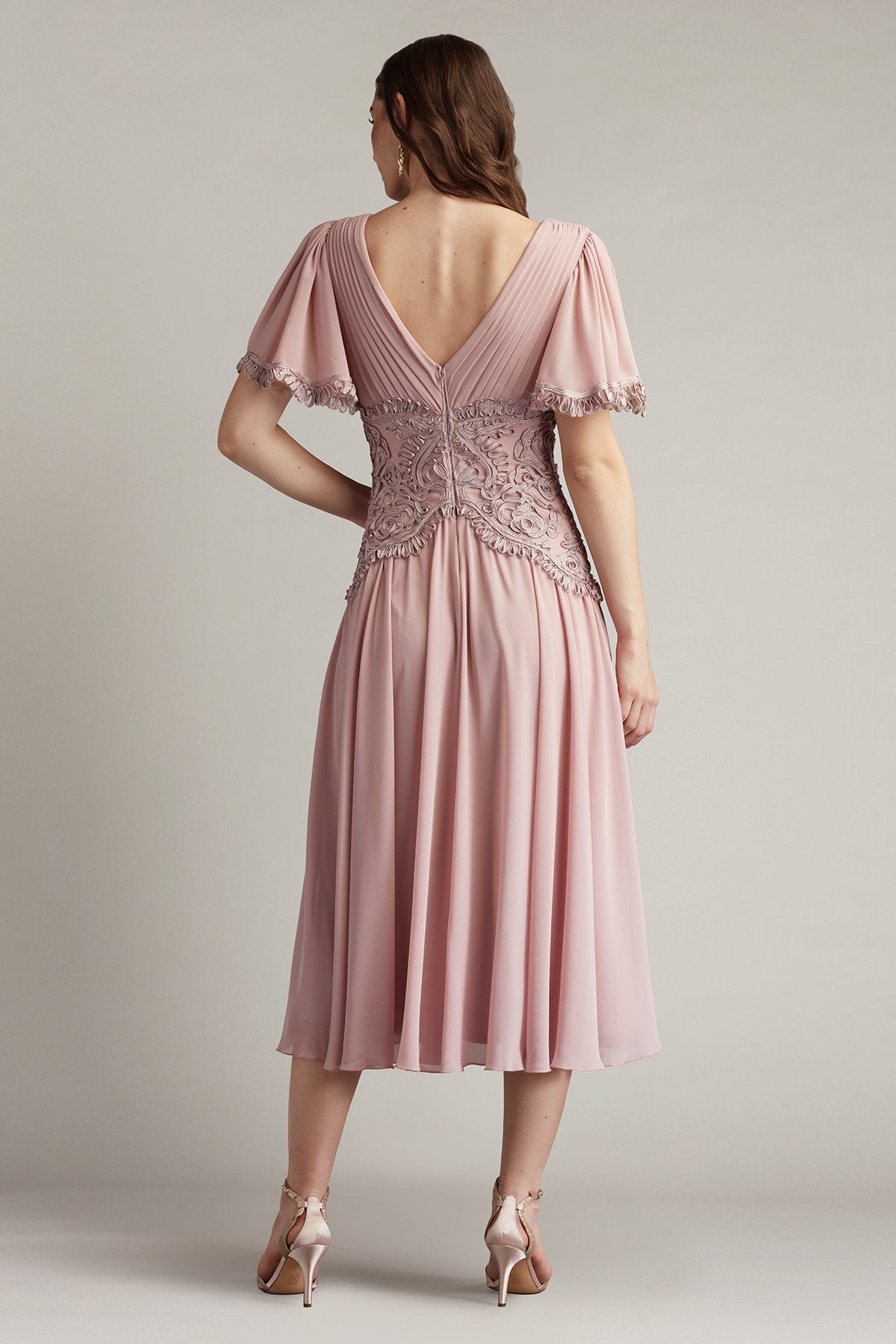 Indira Embroidered Chiffon Midi Dress – Tadashi Shoji Official