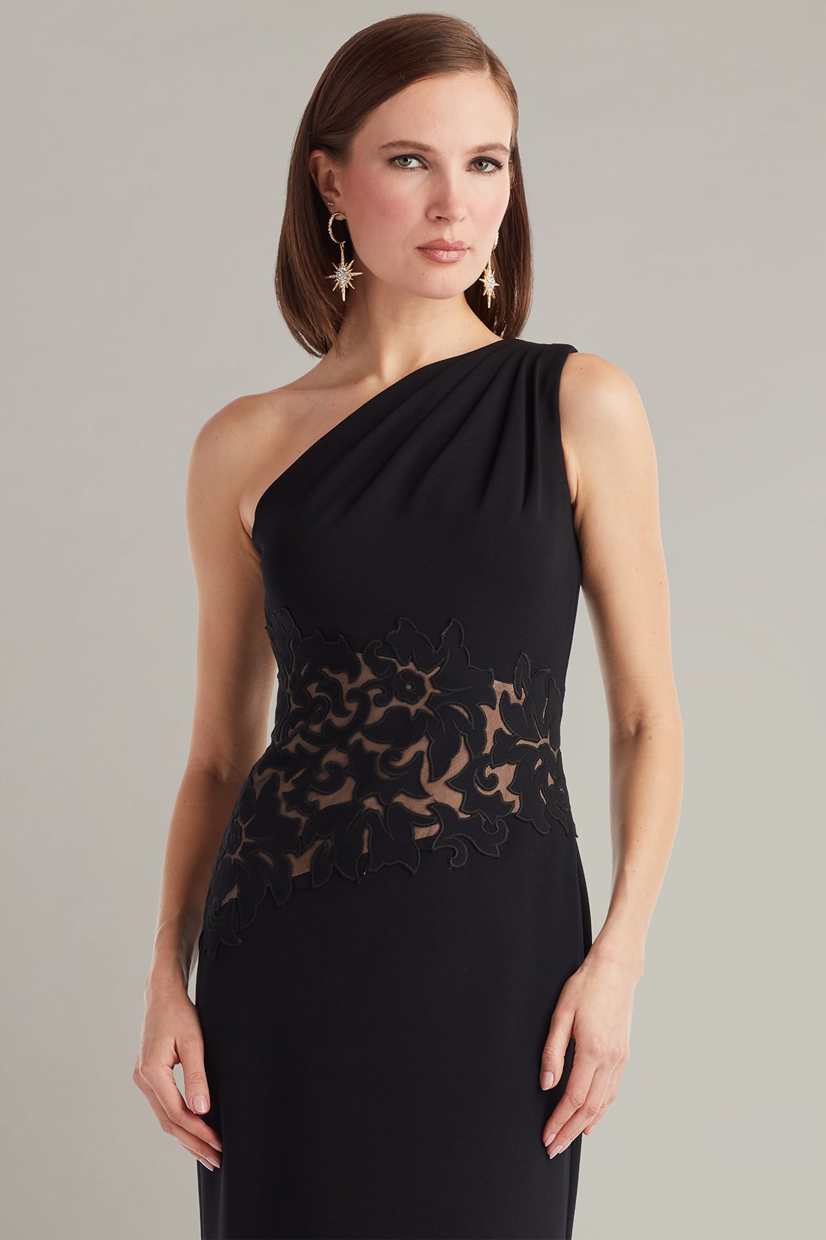 one shoulder illusion dress Exquisite Ruched One-Shoulder Sequined Illusion Corset Wedding Dresses With 3D Floral
