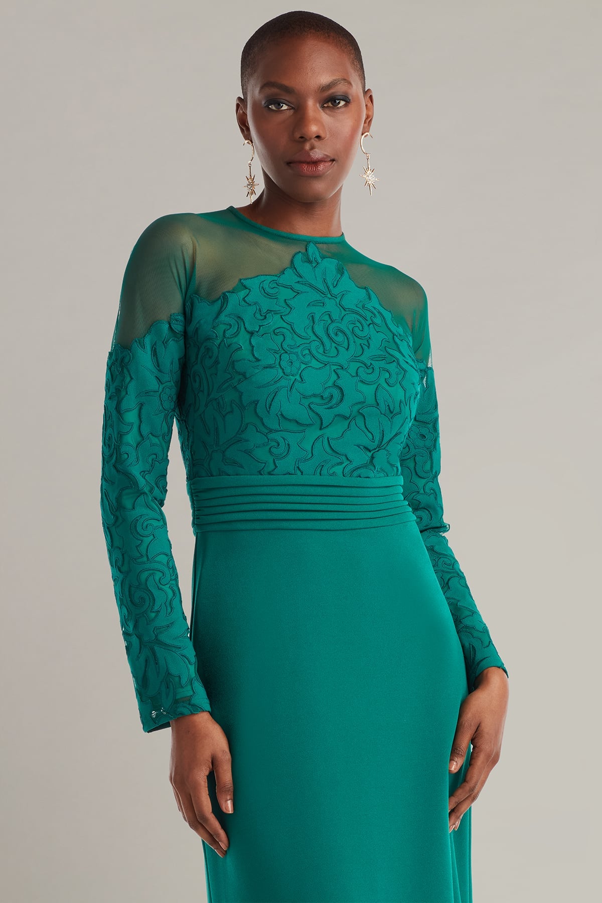 Sinclair Embroidered Crepe Gown