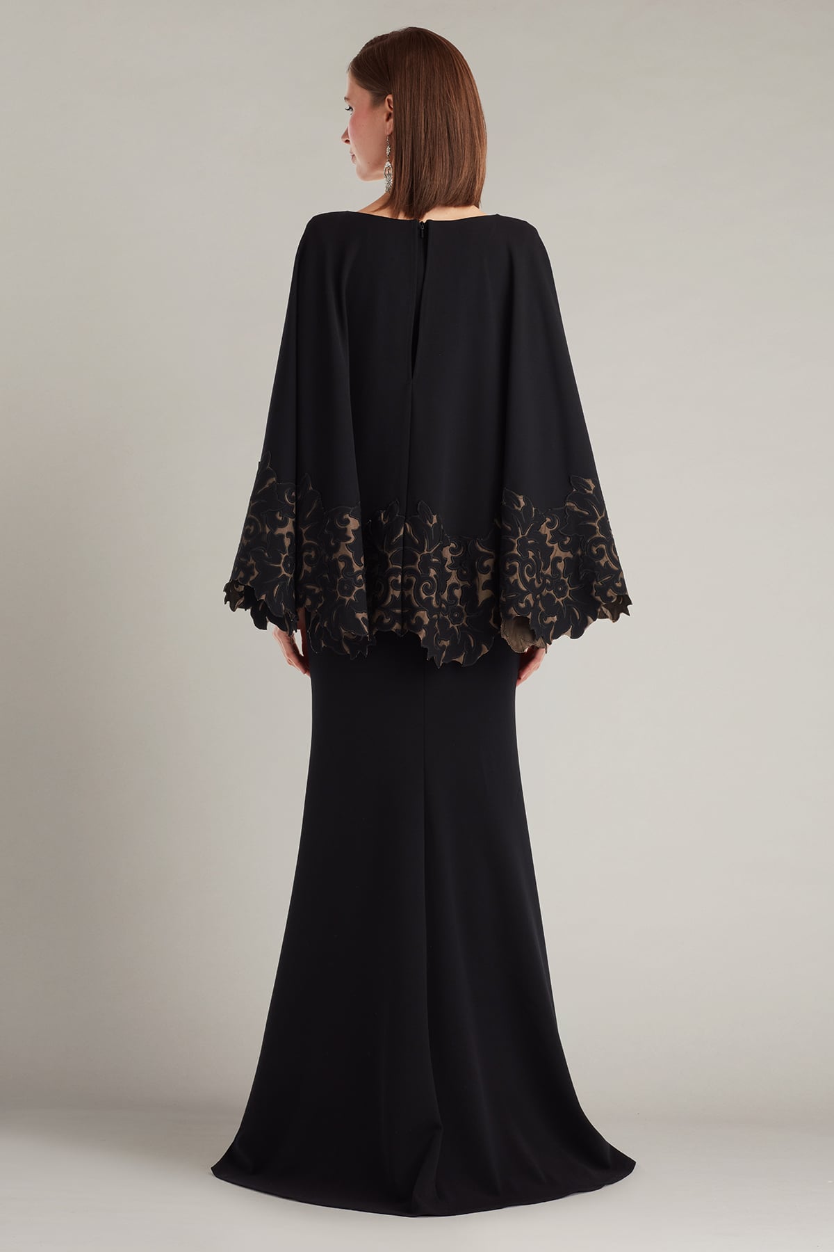 Delgado Laser-Cut Capelet Gown  Tadashi Shoji Official Online Boutique