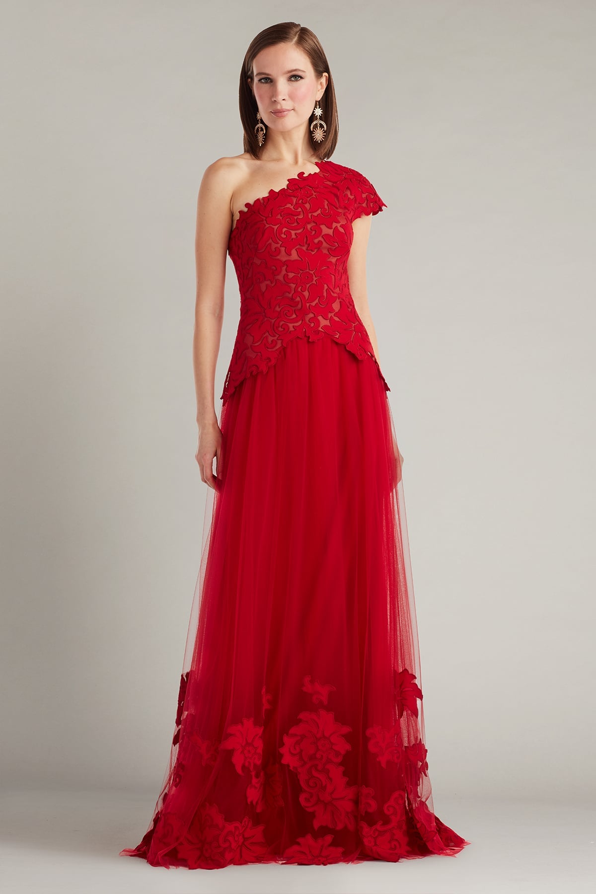 Marcelline One-Shoulder Laser-Cut Gown