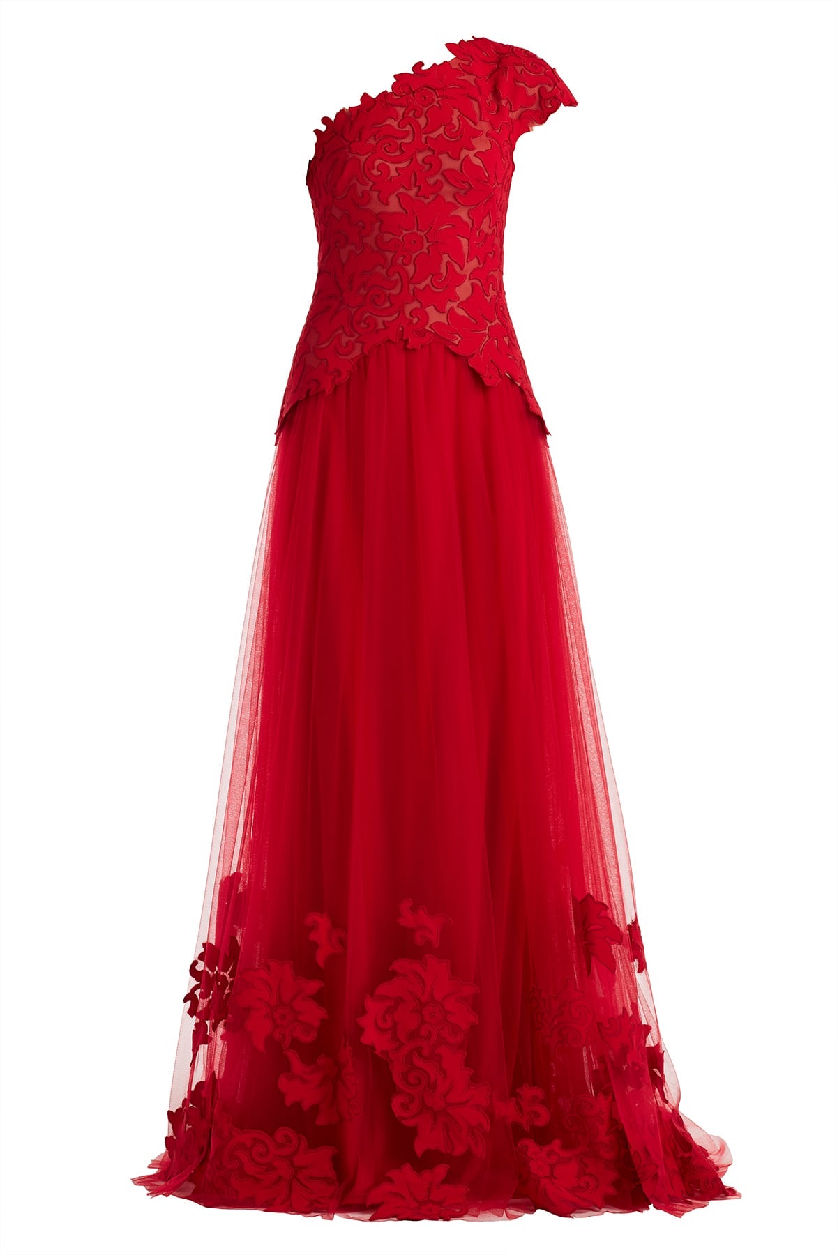 Marcelline One-Shoulder Laser-Cut Gown