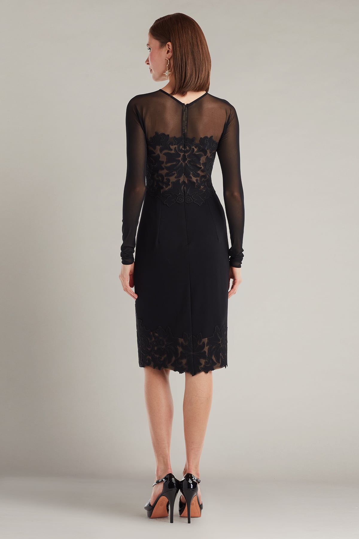 Calia Laser-Cut Crepe Dress
