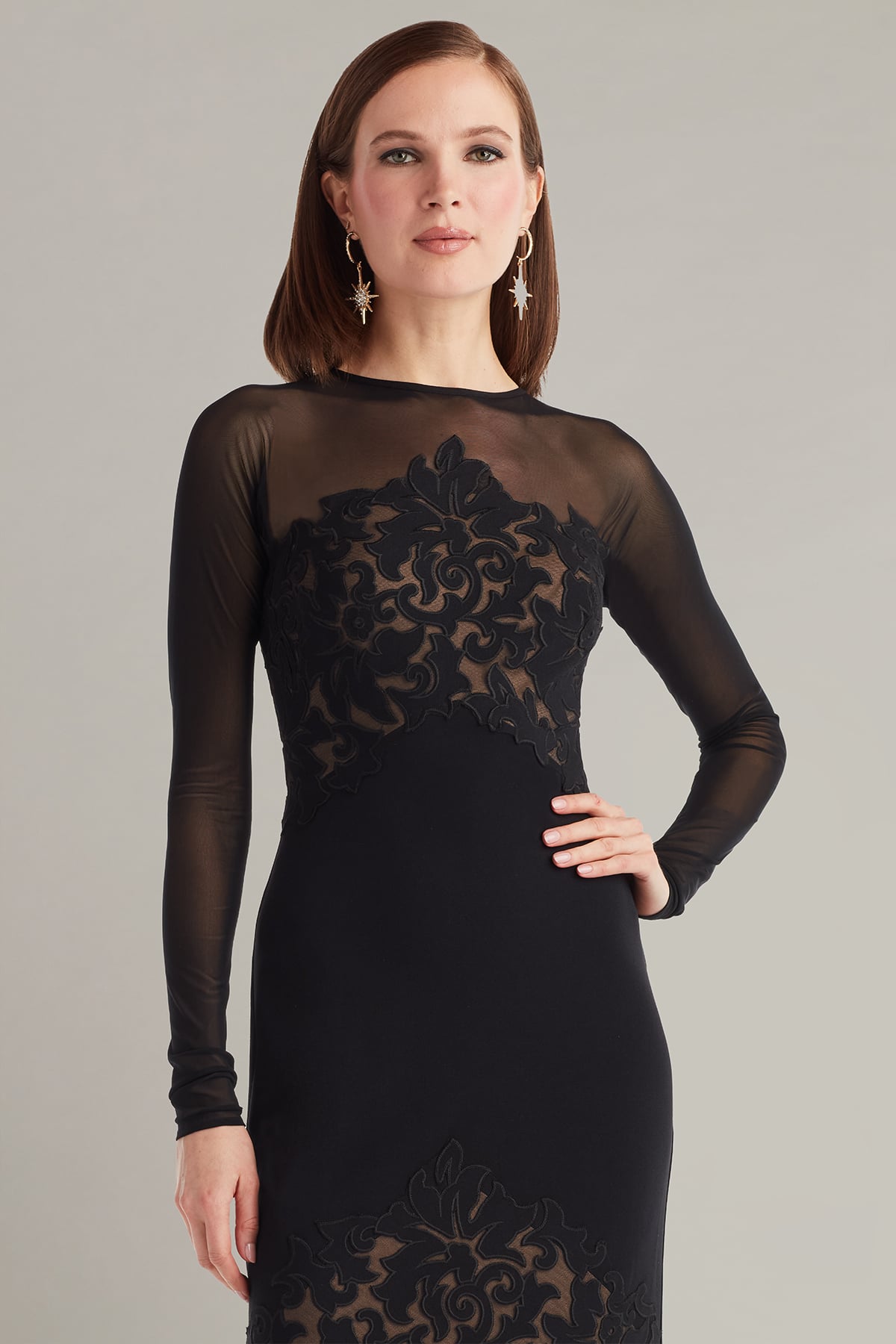 Calia Laser-Cut Crepe Dress