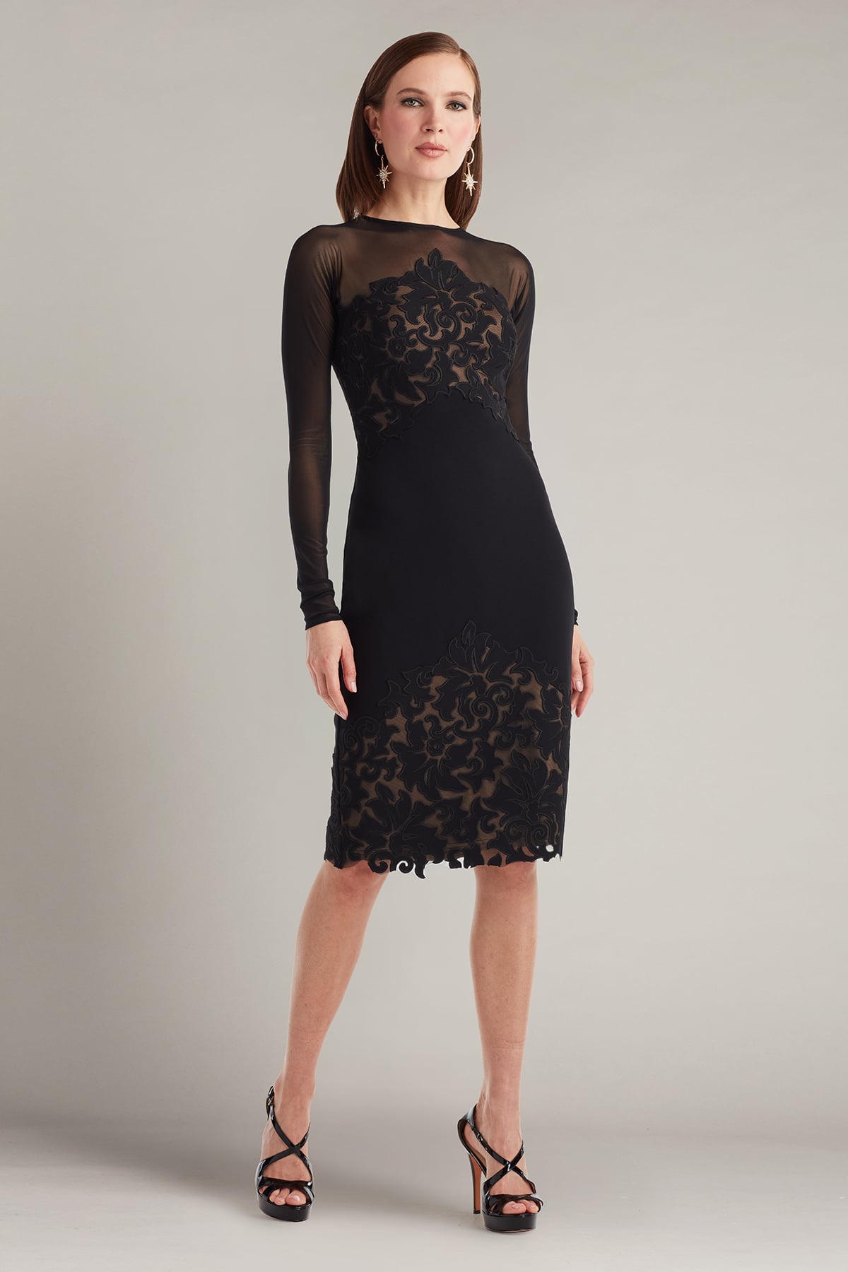 Calia Laser-Cut Crepe Dress
