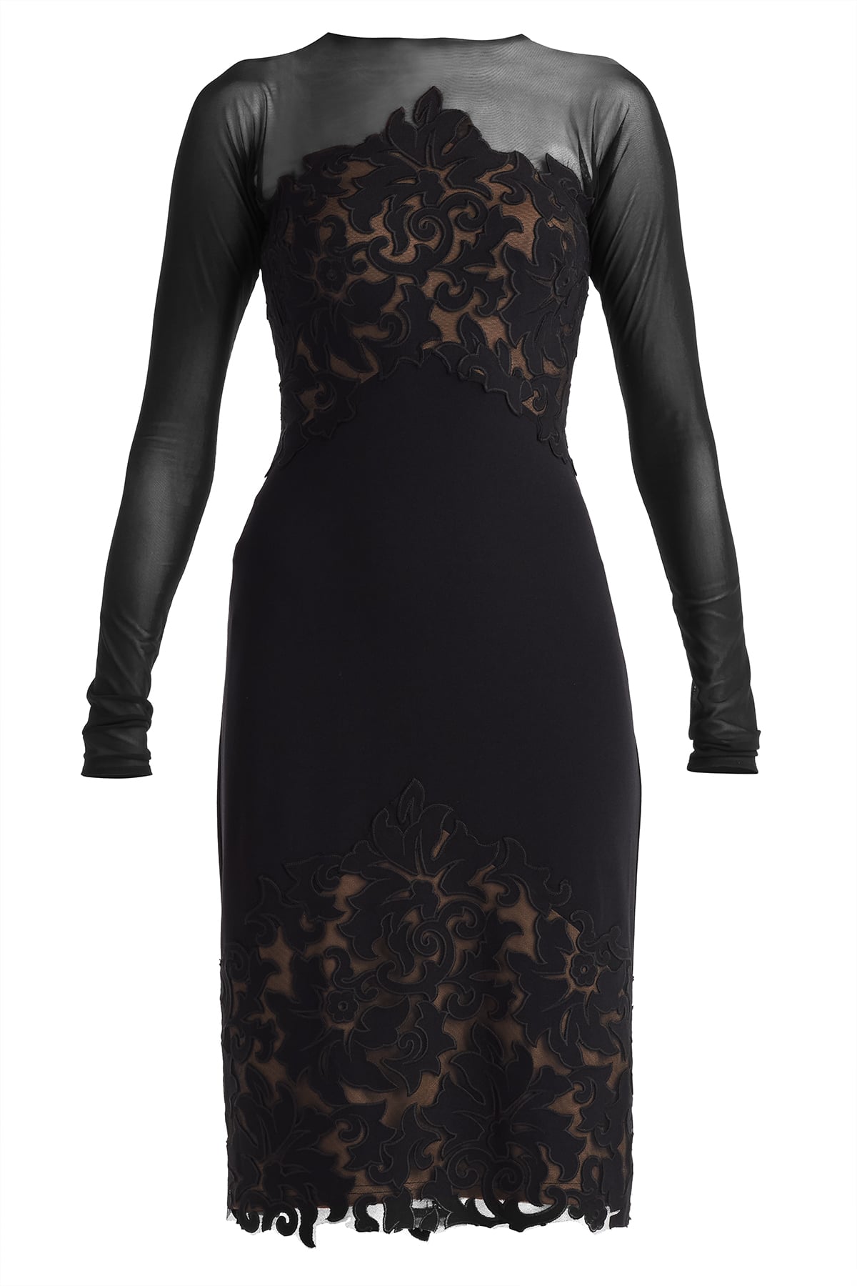 Calia Laser-Cut Crepe Dress