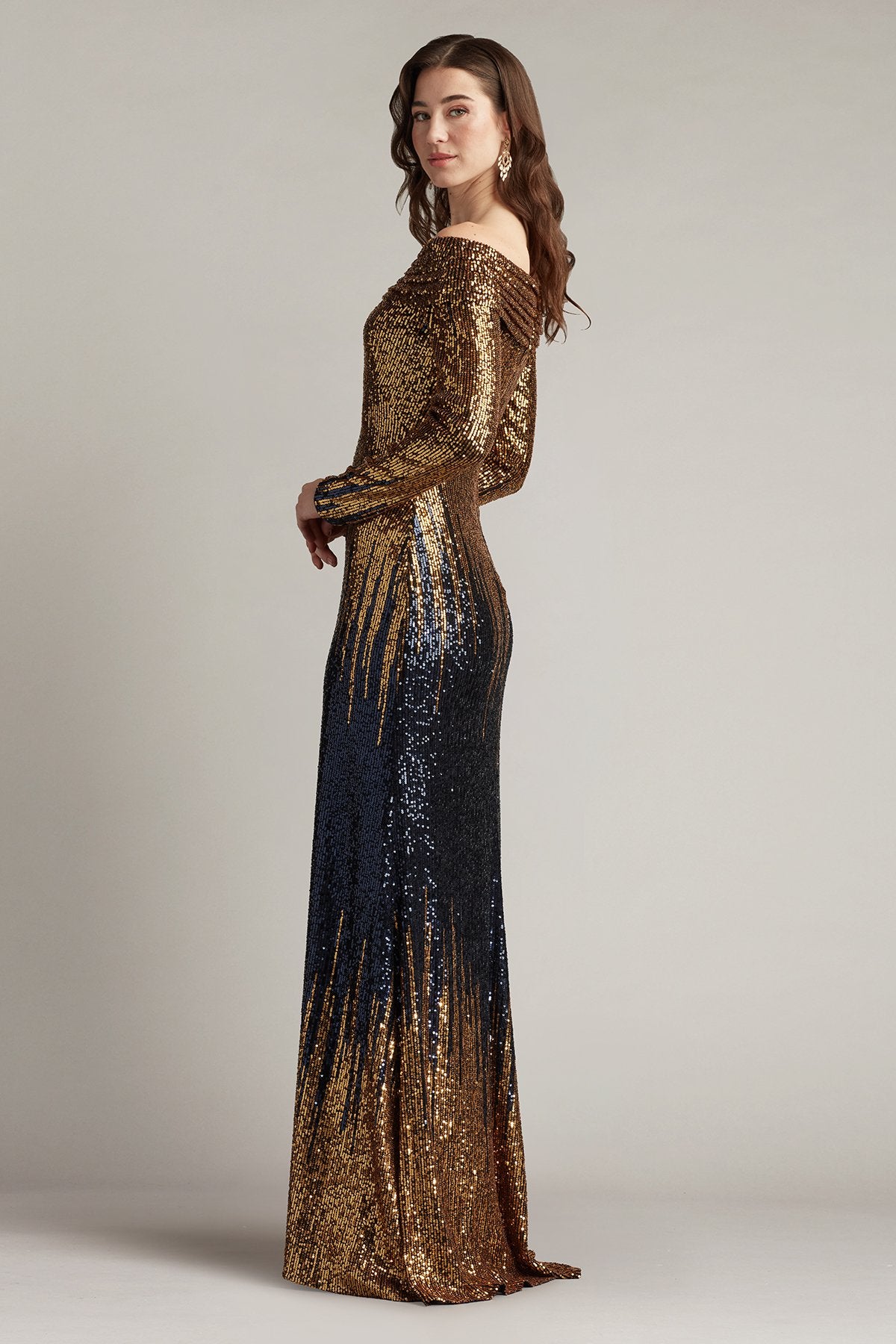 Vionne Off-Shoulder Sequin Gown  Tadashi Shoji Official Online Boutique