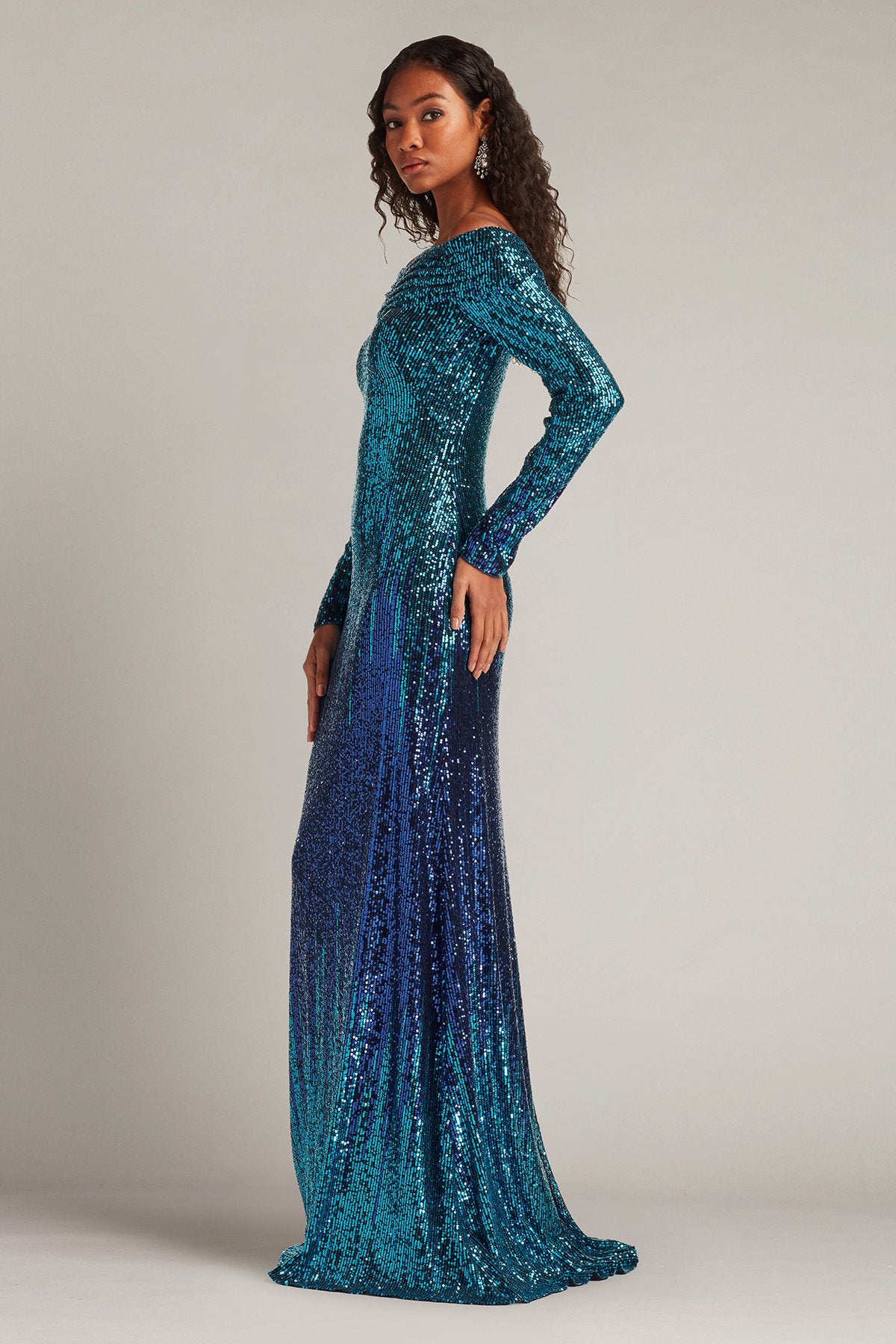long sleeve off the shoulder sequin dress Vionne Off-Shoulder Sequin Gown – Tadashi Shoji Official Online Boutique