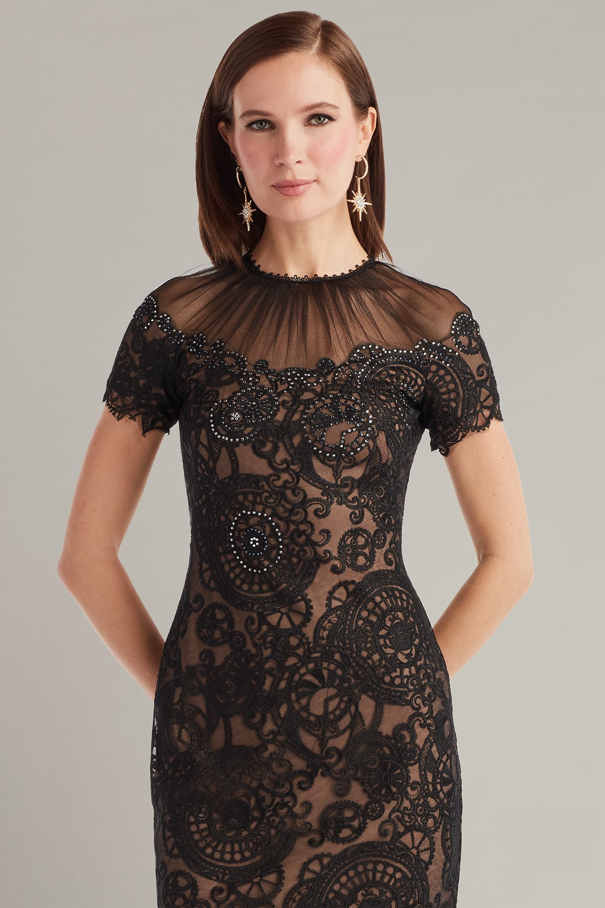 Sable Embroidered Tulle Dress