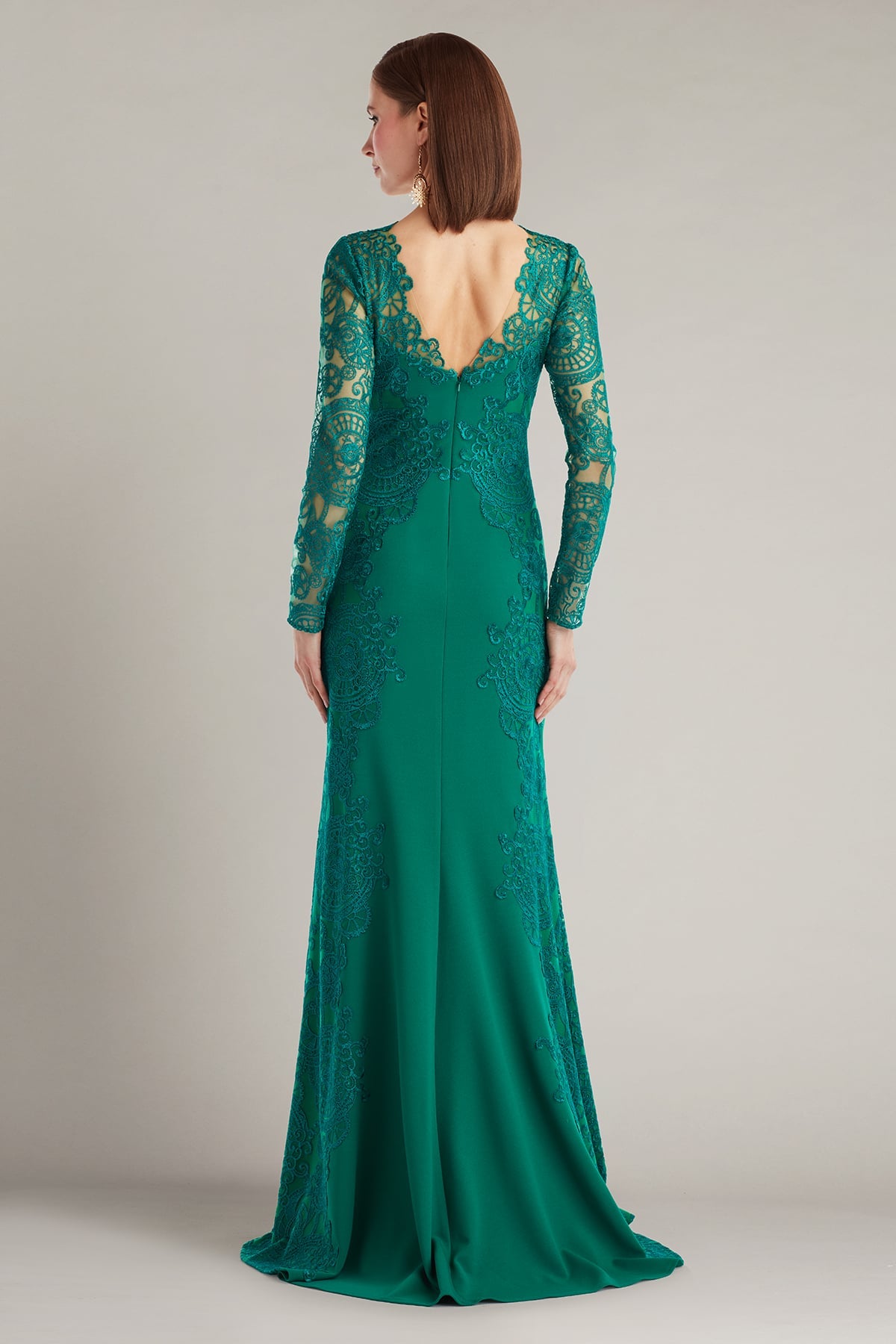 Regal Embroidered Timepiece Lace Gown