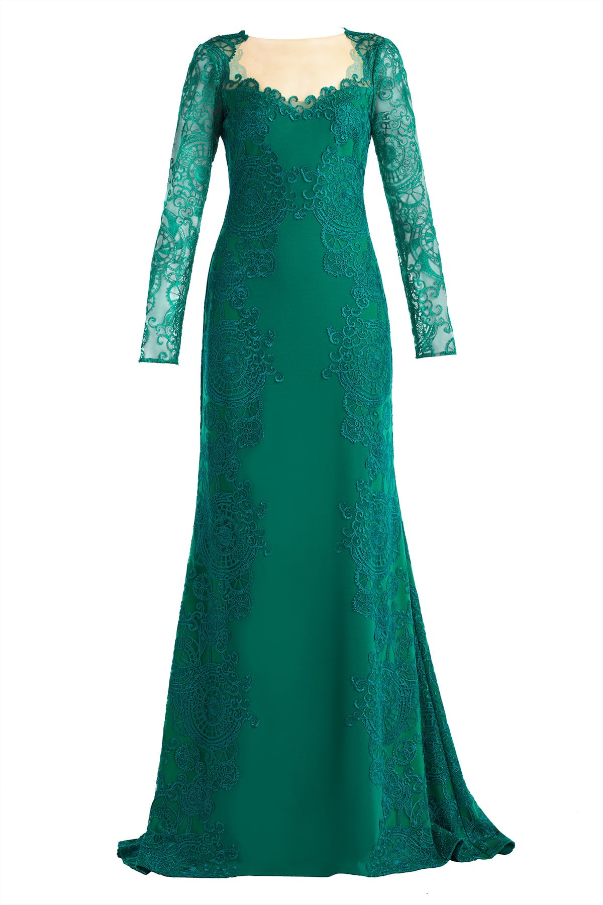 Regal Embroidered Timepiece Lace Gown