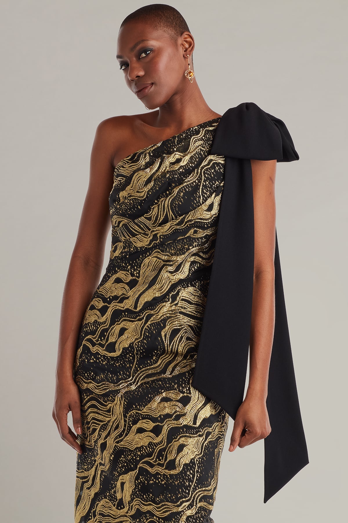 Shariza Bow-Shoulder Gown