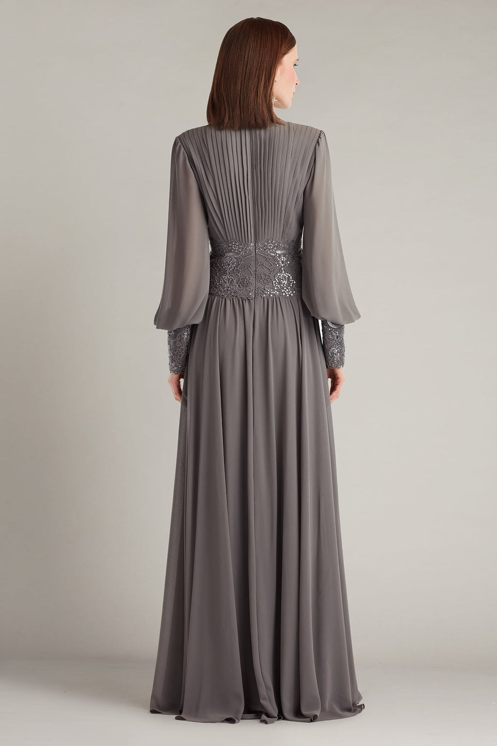 Mariela Embellished Blouson-Sleeve Gown