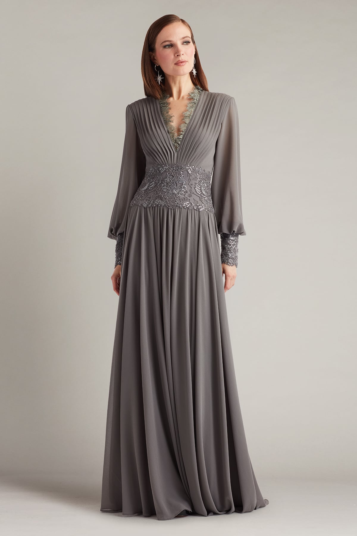 blouson formal dress Tadashi Shoji CHU25415L Long Blouson Pleated Formal Evening Dress – The  Dress Outlet main image 0