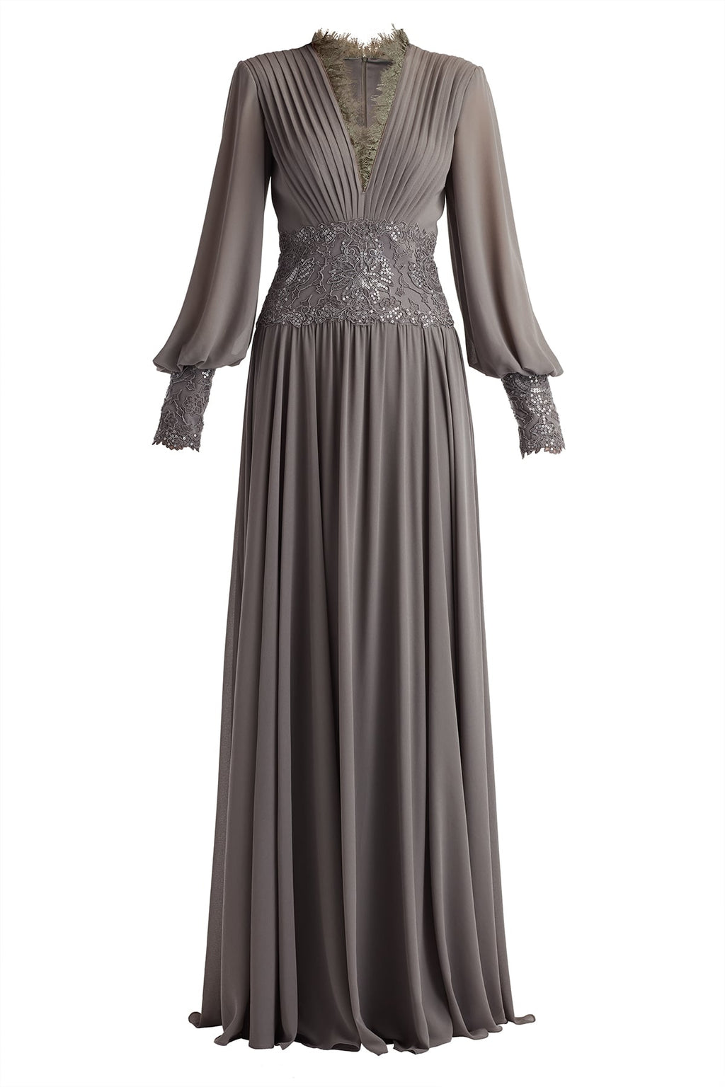 Mariela Embellished Blouson-Sleeve Gown