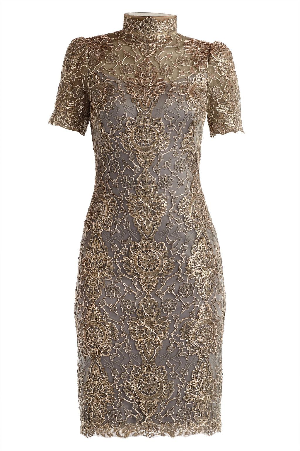 Marise Sequin Embroidered Illusion Dress