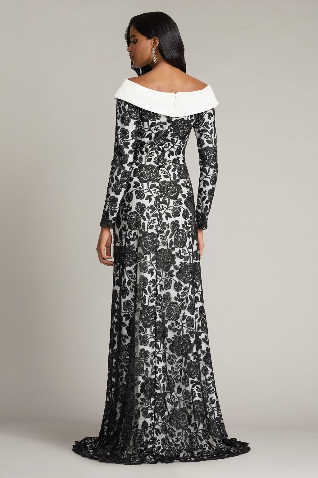Melara Off-Shoulder Embroidered Crepe Gown
