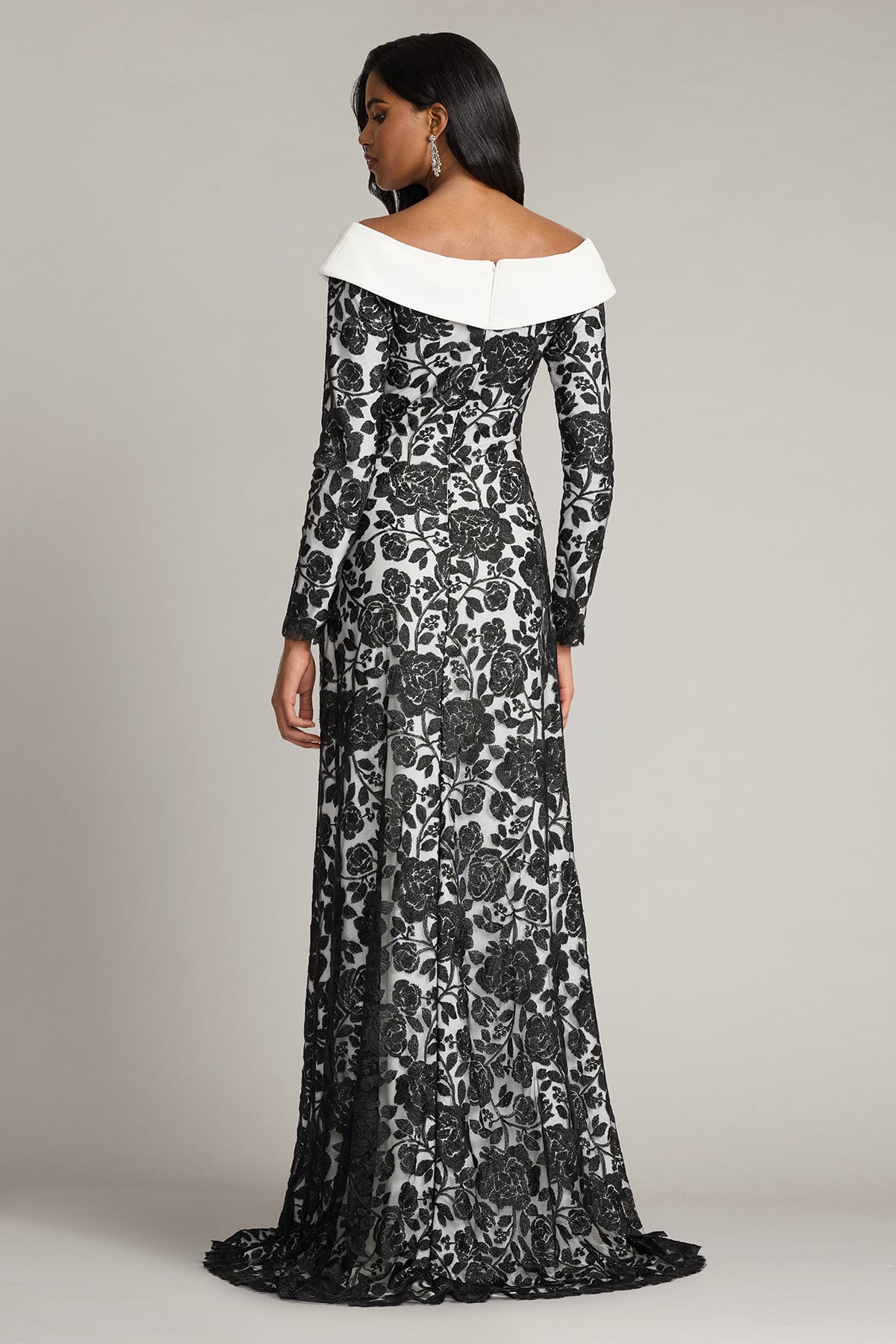Melara Off-Shoulder Embroidered Crepe Gown