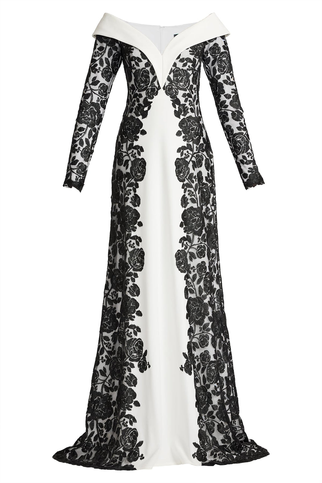 Melara Off-Shoulder Embroidered Crepe Gown